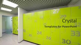  Presentation with gym - Slides having gym with many green locker background and a gold colored foreground