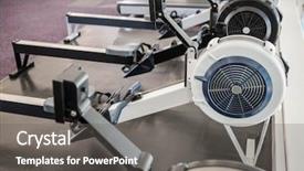  Presentation with gym - Theme enhanced with gym with no people interior background and a gray colored foreground