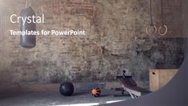  Presentation with brick - Beautiful slide set featuring gym-with-old-brick-wall backdrop and a gray colored foreground