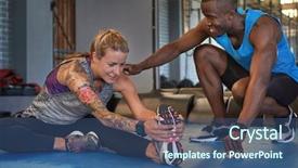  Presentation with trainer - Presentation design consisting of gym with private instructor background and a ocean colored foreground