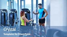  Presentation with personal - Amazing presentation having gym-woman-exercising backdrop and a teal colored foreground