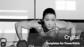  Presentation with union strength - Presentation with gym woman push-up strength background and a dark gray colored foreground