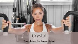  Presentation with asian fitness elderly - Amazing slides having gym-workout-asian-woman-focused backdrop and a coral colored foreground