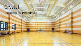  Presentation with basketball court - Beautiful slide set featuring gymnasium - empty basketball court in modern backdrop and a mint green colored foreground