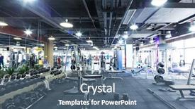  Presentation with gym - Amazing PPT theme having gymnasium - equipment and design of modern backdrop and a ocean colored foreground