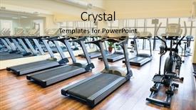  Presentation with gym - PPT layouts enhanced with gymnasium - set of treadmills staying background and a soft green colored foreground