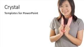  Presentation with tower - Audience pleasing presentation theme consisting of gymnast china - asian sport girl holding pink backdrop and a white colored foreground