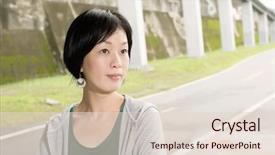  Presentation with woman sport - Presentation consisting of gymnast china - portrait of sport mature asian background and a lemonade colored foreground