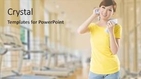  Presentation with rest - Beautiful presentation design featuring gymnast china - smiling sporty woman take backdrop and a  colored foreground