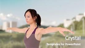  Presentation with little asian girl receiving vaccination - Theme with gymnast china - yoga in outdoor by asian background and a  colored foreground
