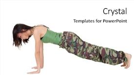  Presentation with woman pushing shopping trolley - Presentation theme with gymnast china - young woman doing excise push-up background and a white colored foreground