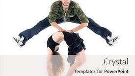  Presentation with rapper - Presentation theme with gymnast does bridge and rapper jump above her isolated on white background background and a lemonade colored foreground