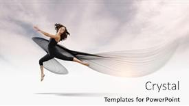  Presentation with girl power esami medie - Presentation design consisting of gymnast-girl-in-jump-mixed background and a sky blue colored foreground