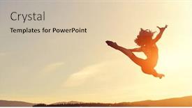  Presentation with media - Beautiful slide set featuring gymnast-girl-in-jump-mixed backdrop and a soft green colored foreground