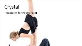  Presentation with rapper - Colorful slides enhanced with gymnast stands on rapper chest and looks into his eyes isolated on white background backdrop and a white colored foreground