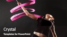  Presentation with pink ribbon - Cool new presentation theme with gymnast with pink ribbon dancing backdrop and a dark gray colored foreground
