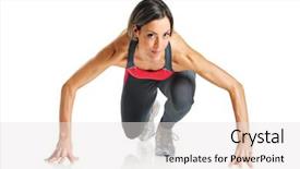  Presentation with athlete - Amazing presentation theme having gymnastics girl - female athlete ready to run backdrop and a white colored foreground
