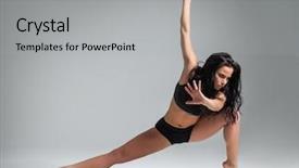  Presentation with studio - Colorful slides enhanced with gymnastics girl - young beautiful dancer posing backdrop and a light gray colored foreground