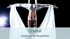  Presentation with gymnastics - PPT layouts consisting of gymnastics girl - young woman gymnast on black background and a sky blue colored foreground