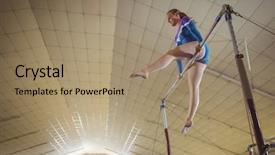  Presentation with gymnastics - Presentation design with gymnastics on the horizontal bar background and a coral colored foreground