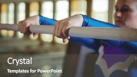  Presentation with gymnastics - Audience pleasing theme consisting of gymnastics on the horizontal bar backdrop and a dark gray colored foreground