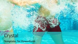  Presentation with aerobics - Slides having gymnastics or water aerobics background and a cyan colored foreground