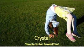  Presentation with air - Audience pleasing theme consisting of gymnist - girl in mid-air doing somersault backdrop and a tawny brown colored foreground