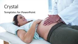  Presentation with pregnant woman doctor - Colorful theme enhanced with gynaecologist - cropped image of doctor examining backdrop and a white colored foreground