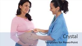  Presentation with gynecologist - Colorful presentation enhanced with gynaecologist - gynecologist listening to the beats backdrop and a light blue colored foreground