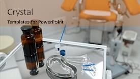  Presentation with liquid - PPT theme consisting of gynecological-speculum-medical-bath background and a coral colored foreground