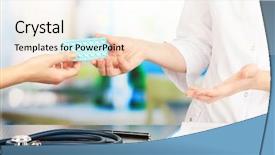  Presentation with gynecologist - Colorful PPT theme enhanced with gynecologist appoints hormone pills patient backdrop and a sky blue colored foreground