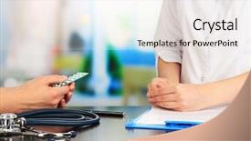  Presentation with hormone - Cool new presentation design with gynecologist appoints hormone pills patient backdrop and a sky blue colored foreground