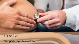  Presentation with gynecologist - Colorful presentation enhanced with gynecologist doing auscultation on baby backdrop and a coral colored foreground