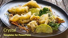  Presentation with soy - Theme consisting of gyoza-traditional-japanese-delicious-dumplings background and a tawny brown colored foreground