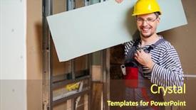  Presentation with safety building inspection - PPT layouts with gypsum - builder with plasterboard in new background and a tawny brown colored foreground