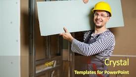  Presentation with building - Beautiful presentation featuring gypsum - builder with plasterboard in new backdrop and a tawny brown colored foreground