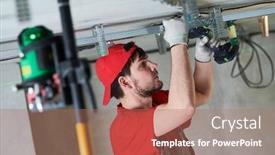  Presentation with construction work - Cool new theme with gypsum-plasterboard-work-drywall-construction backdrop and a coral colored foreground