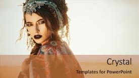  Presentation with fashion - Slide set with gypsy - beautiful fashion model posing background and a red colored foreground