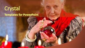  Presentation with crystal ball - PPT theme consisting of gypsy - female fortuneteller or esoteric oracle background and a tawny brown colored foreground