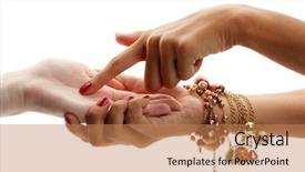  Presentation with reading - Colorful presentation theme enhanced with gypsy - reading the lines hand backdrop and a coral colored foreground