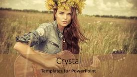  Presentation with summer flowers - Amazing presentation theme having gypsy - romantic girl in a wreath backdrop and a coral colored foreground