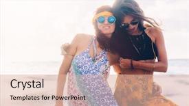  Presentation with sea shore - Slides with gypsy - two boho friends girls wearing background and a lemonade colored foreground