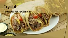  Presentation with meat - Audience pleasing presentation theme consisting of gyros-with-pork-meat backdrop and a yellow colored foreground