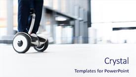  Presentation with modern trade - Audience pleasing PPT theme consisting of gyroscooter - motion of hoverboard and human backdrop and a sky blue colored foreground
