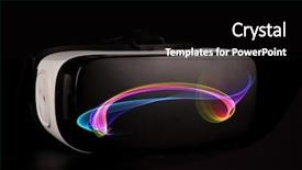  Presentation with virtual reality therapy - Cool new slide deck with stereoscope - vr virtual reality glasses isolated backdrop and a black colored foreground