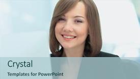  Presentation with working - Slides with h - beautiful business woman dreaming while background and a light blue colored foreground