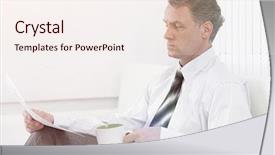  Presentation with pleasure of reading - Colorful PPT layouts enhanced with h - businessman reading a document while backdrop and a lemonade colored foreground