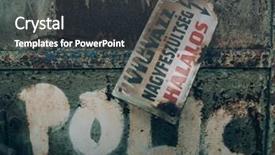  Presentation with danger - Colorful PPT layouts enhanced with h - danger sign on abandoned factory backdrop and a dark gray colored foreground