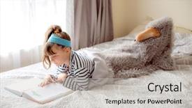  Presentation with happy kids at indoor playground - Slide set having h - indoor portrait of young happy background and a  colored foreground