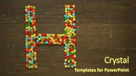  Presentation with star - Colorful presentation design enhanced with h - letter h from alphabet made backdrop and a tawny brown colored foreground